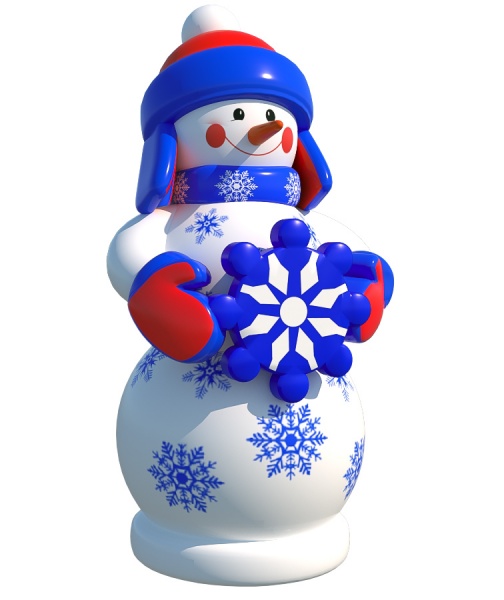 Новогодняя надувная фигура "Снеговик «Со снежинкой» фото