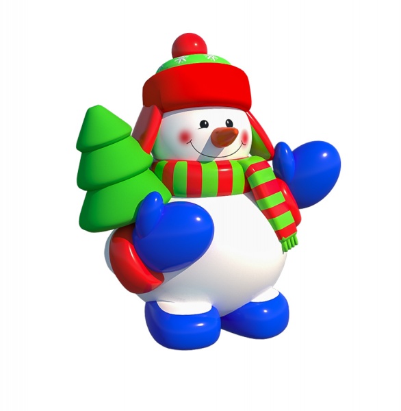 Новогодняя надувная фигура «Снеговик с ёлочкой» фото