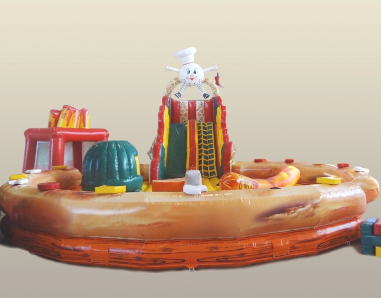 Батут игровая площадка  «Пицца» с горкой и шариковым бассейном фото